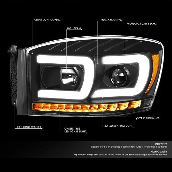 Fari Anteriori LED SK-Import Neri Dodge Ram con Freccia Sequenziale - foto 2