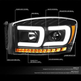 Fari Anteriori LED SK-Import Neri Dodge Ram con Freccia Sequenziale - foto 2