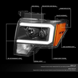 Fari Anteriori LED SK-Import Neri Ford F150 con Lampada Freccia 3157A - foto 2