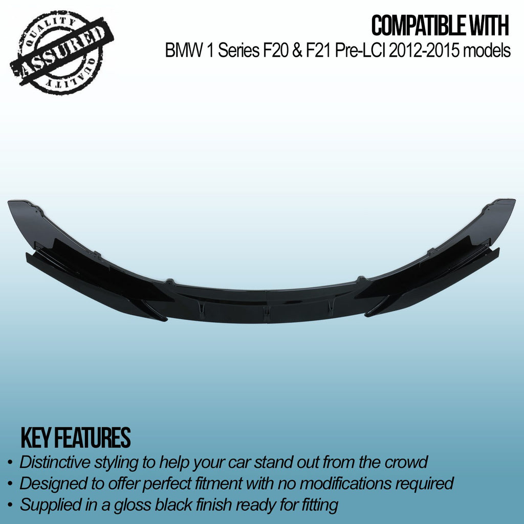 Splitter Anteriore Nero Lucido BMW Serie 1 F20 F21 12-15 - foto 3