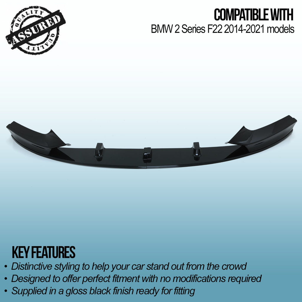 Splitter Anteriore Nero Lucido BMW Serie 2 F22 14-21 - foto 3