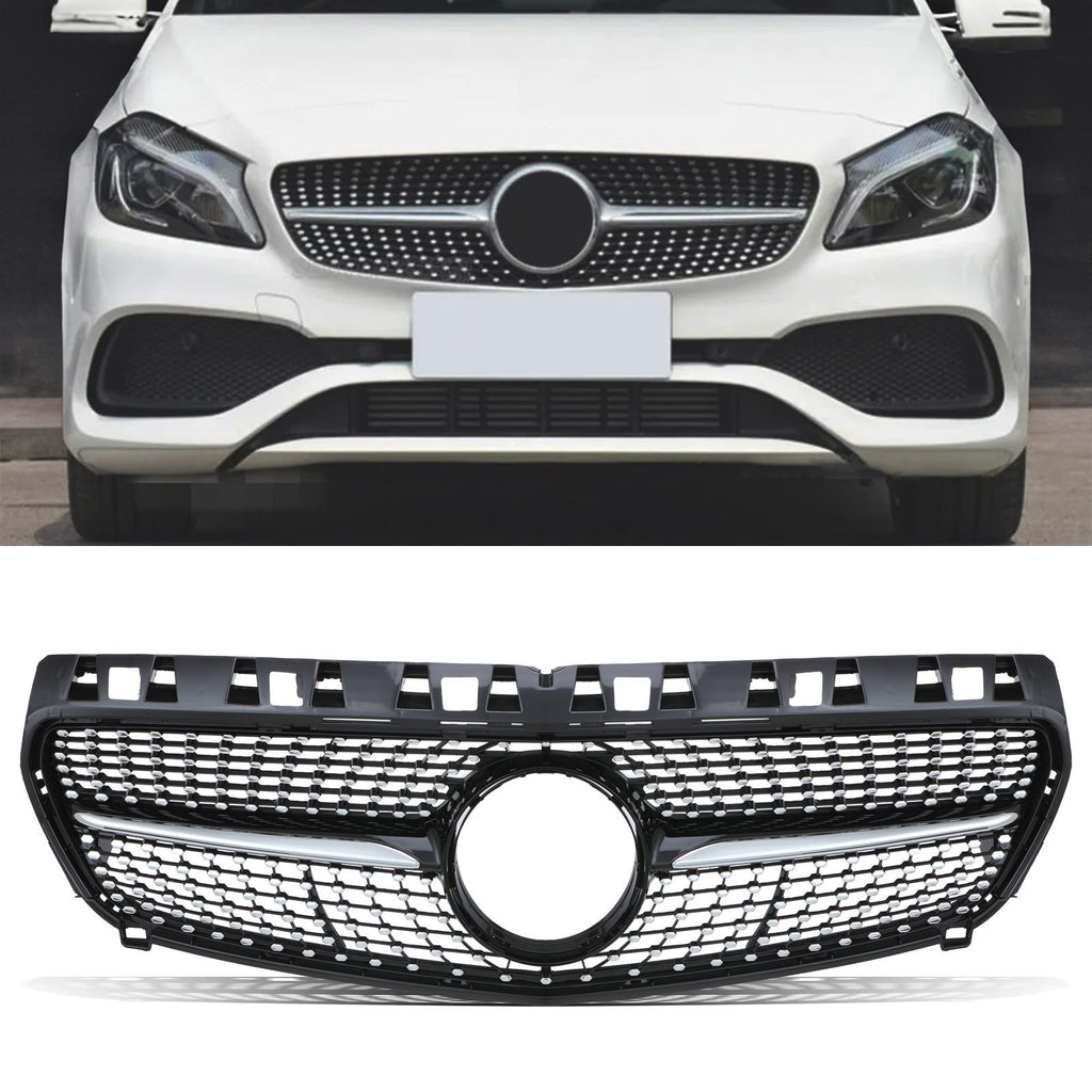 Griglia Anteriore Stile Diamante Nero Lucido Mercedes Classe A W176 13-15