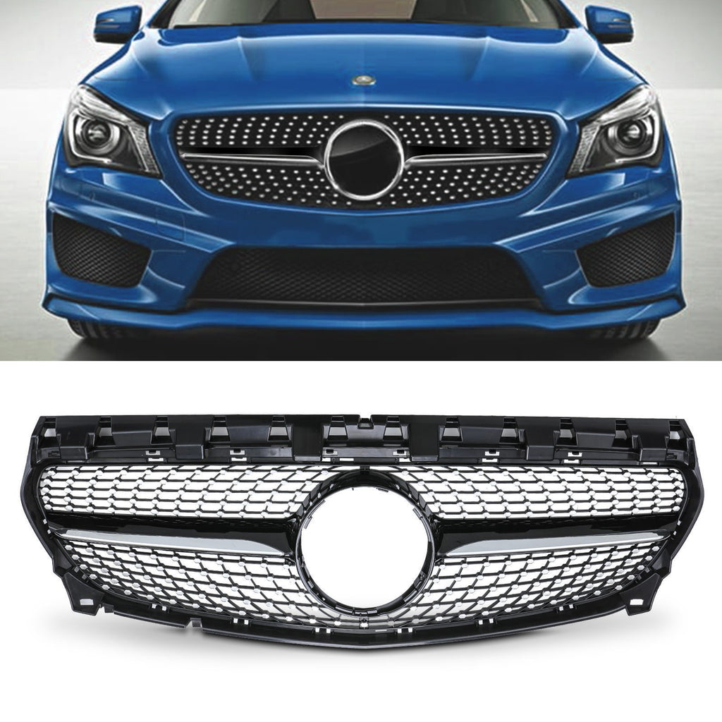 Griglia Stile Diamante Nero Lucido Mercedes CLA C117 13-19