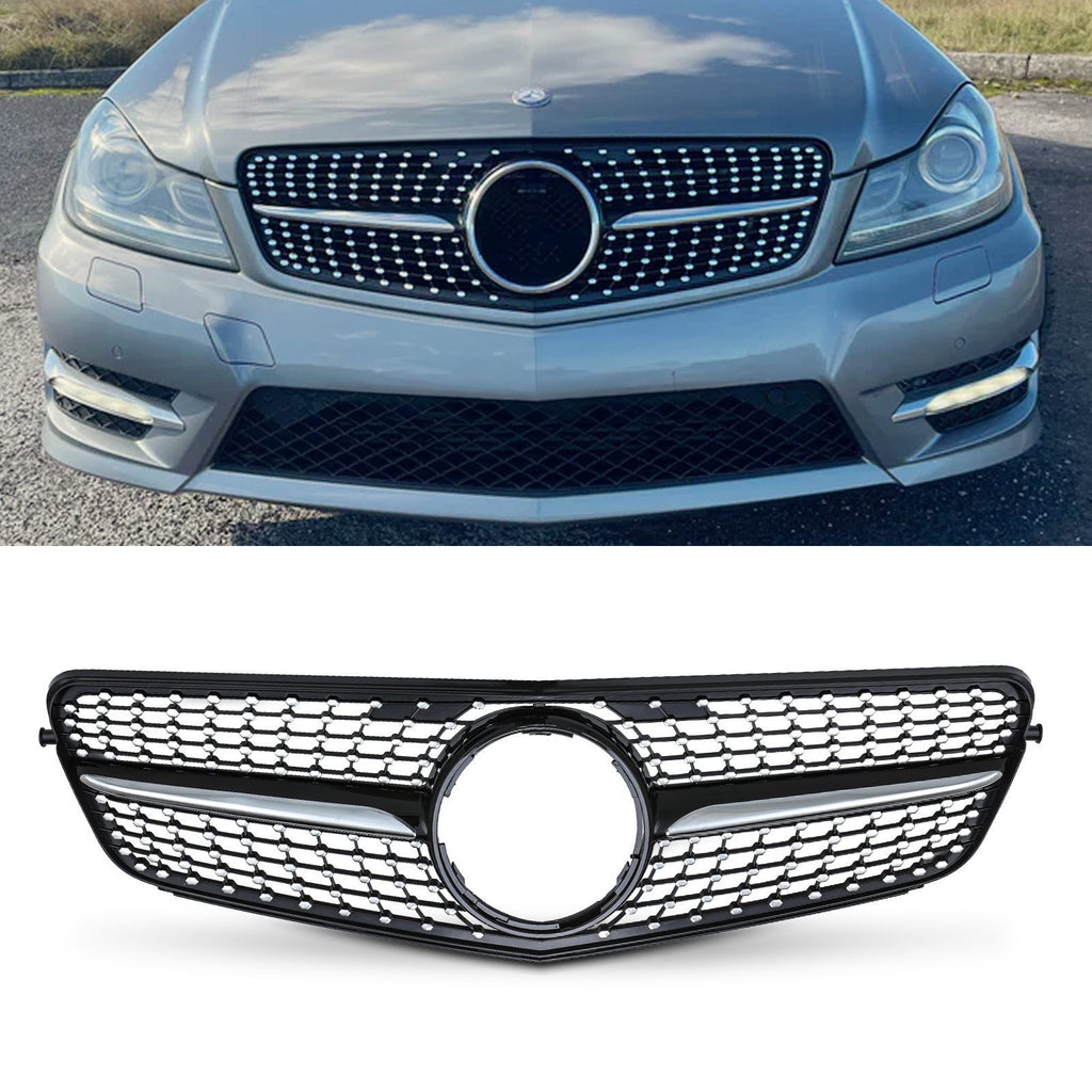 Griglia Stile Diamante Nero Lucido Mercedes Classe C C204 07-14