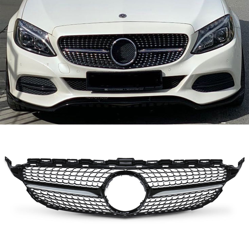 Griglia Stile Diamante Nero Lucido Mercedes Classe C W205 14-18