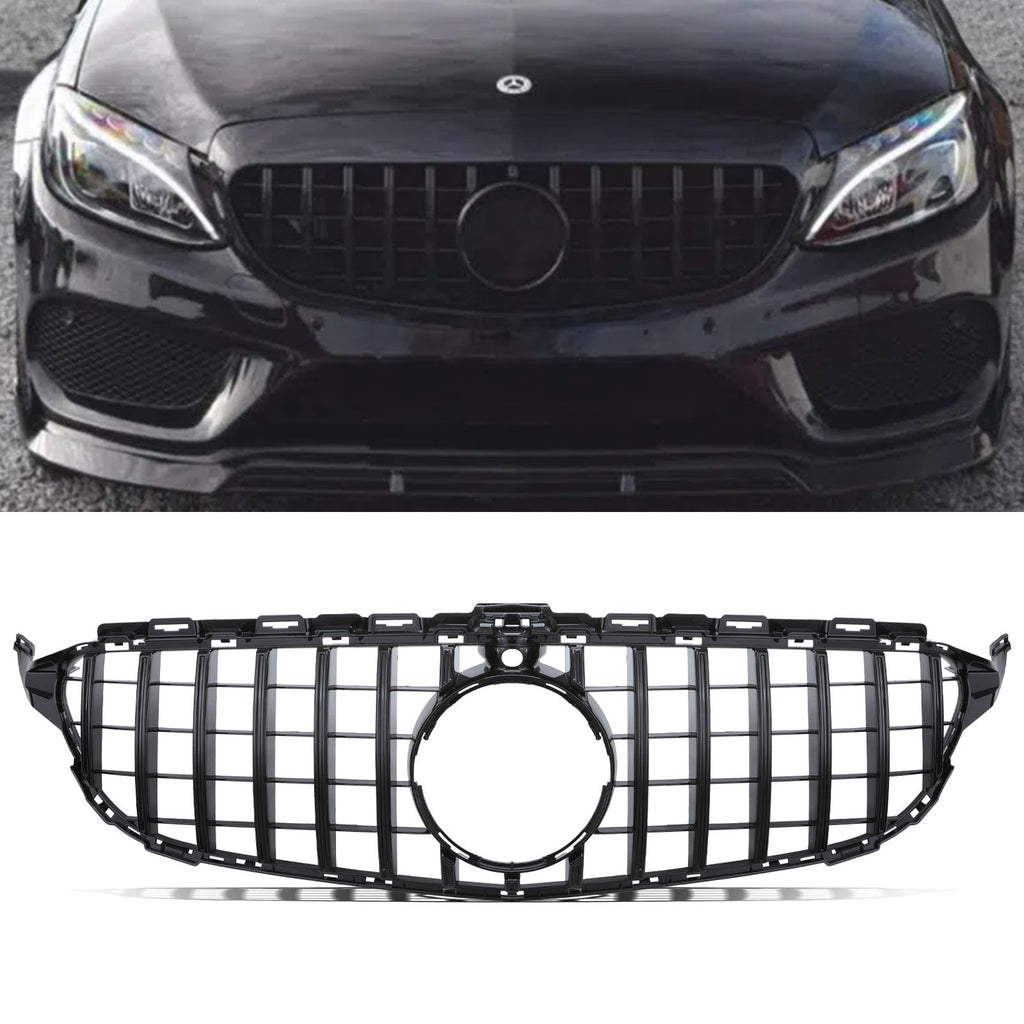 Griglia Anteriore Panamericana GTR Foro Camera Nero Lucido Mercedes Classe C A205 14-18