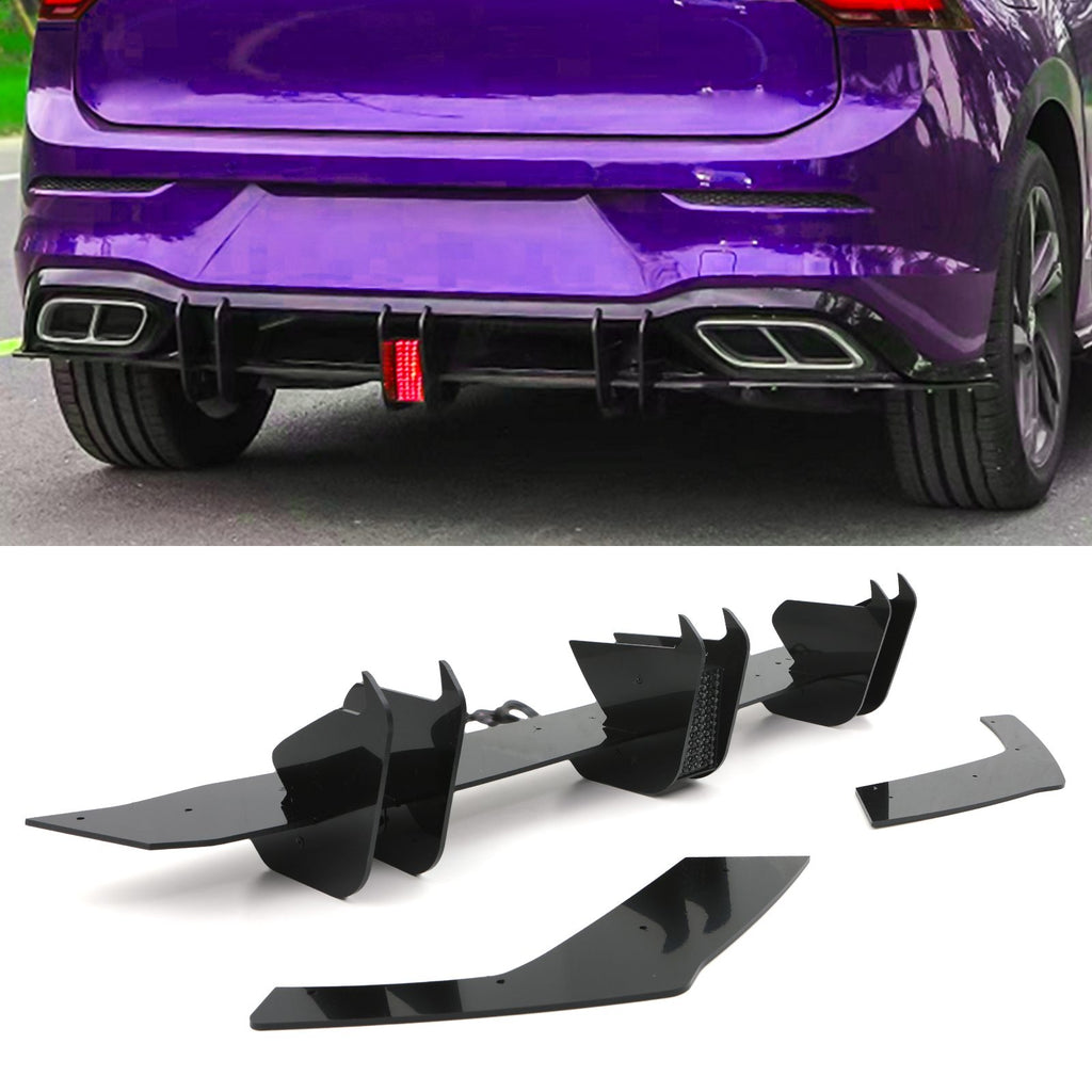 Diffusore a Lama con Luce LED Nero Lucido Volkswagen Golf R e R-Line Mk8 20+