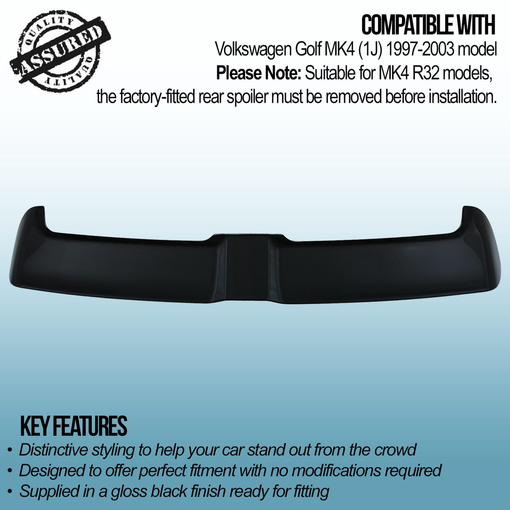 Spoiler Posteriore Stile Oettinger Nero Lucido Volkswagen Golf MK4 97-03 - foto 3
