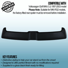 Spoiler Posteriore Stile Oettinger Nero Lucido Volkswagen Golf MK4 97-03 - foto 3