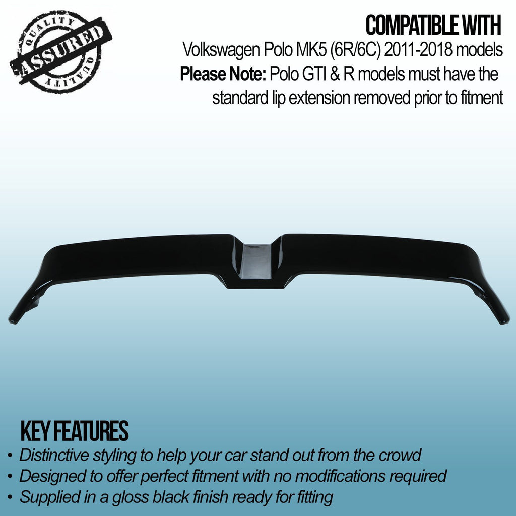 Spoiler Posteriore Stile Oettinger Nero Lucido Volkswagen Polo MK5 2011-2018 - foto 3