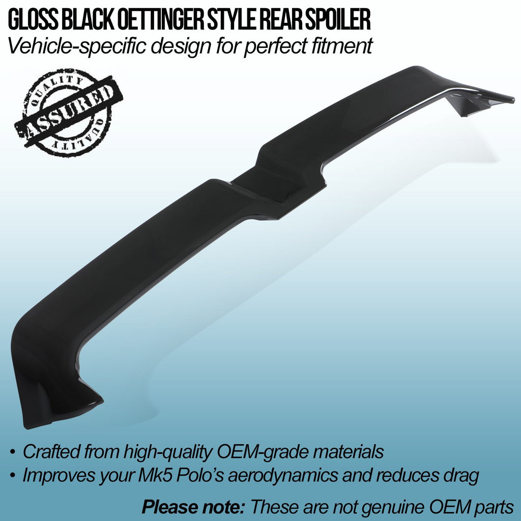 Spoiler Posteriore Stile Oettinger Nero Lucido Volkswagen Polo MK5 2011-2018 - foto 2