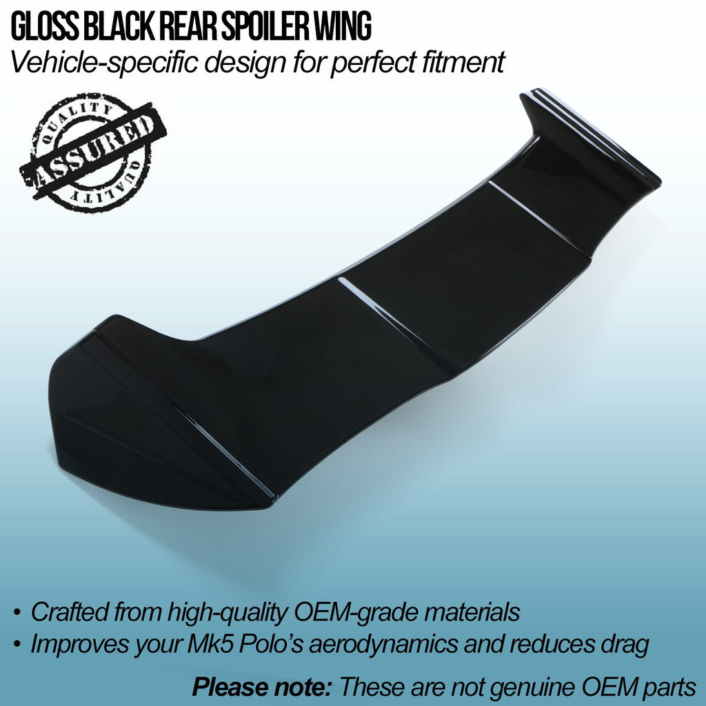 Spoiler Posteriore Nero Lucido Volkswagen Polo MK5 2011-2018 - foto 2