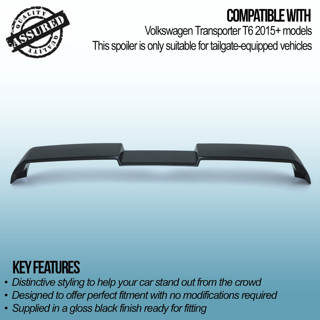 Spoiler Posteriore Nero Lucido VW Transporter T6 dal 2015 - foto 3