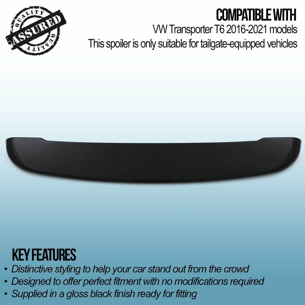 Spoiler Posteriore Stile Sportline Nero Lucido Volkswagen Transporter T6 16-21 - foto 3