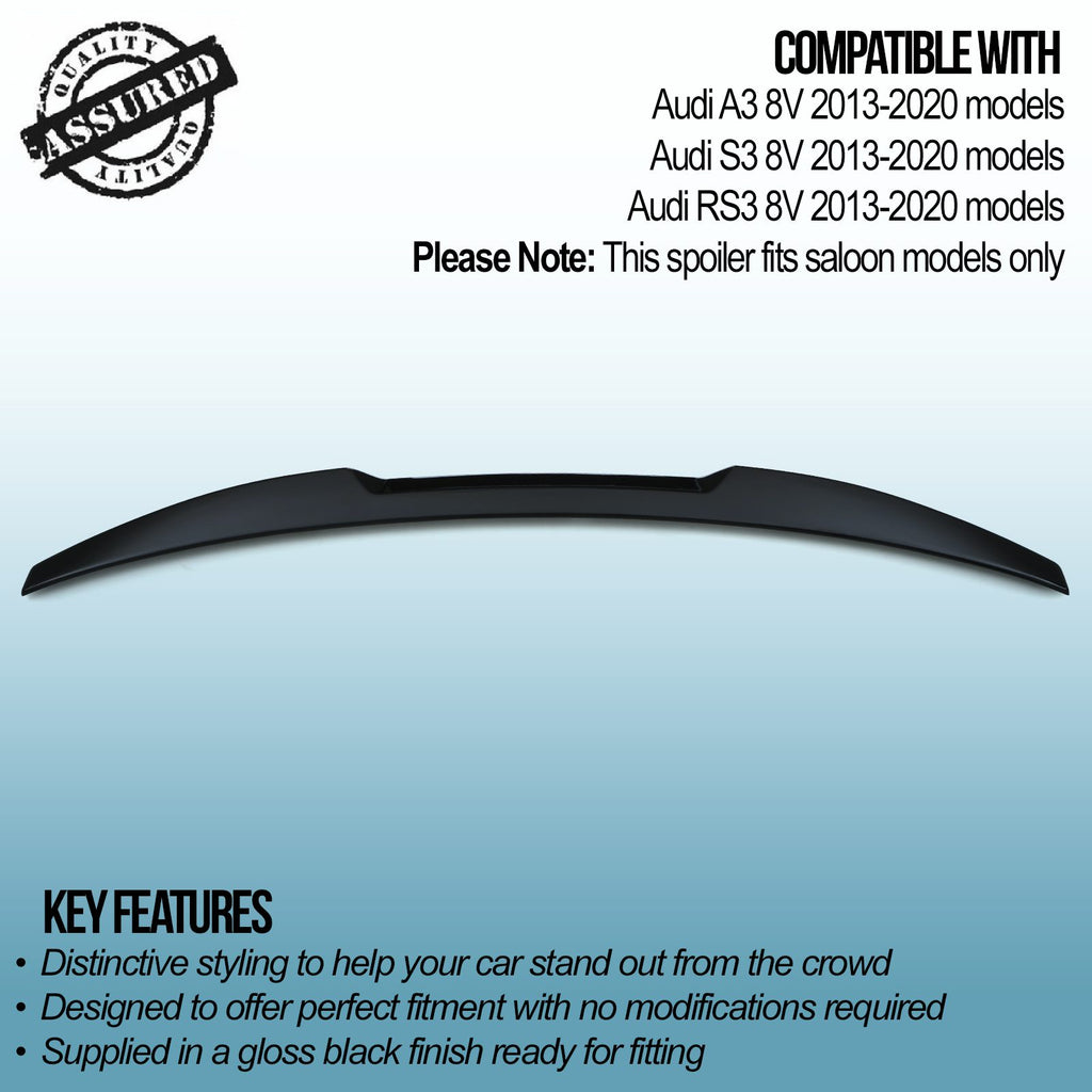 Spoiler Posteriore Stile M4 Nero Lucido Audi A3 8V 13-20 - foto 3
