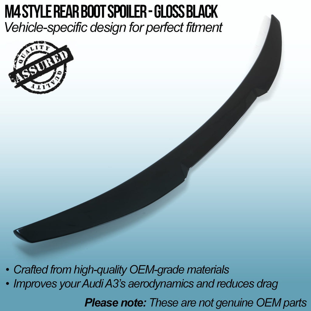 Spoiler Posteriore Stile M4 Nero Lucido Audi A3 8V 13-20 - foto 2
