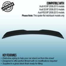 Spoiler Wing Posteriore Nero Lucido Audi A3 8P 08-13 - foto 3