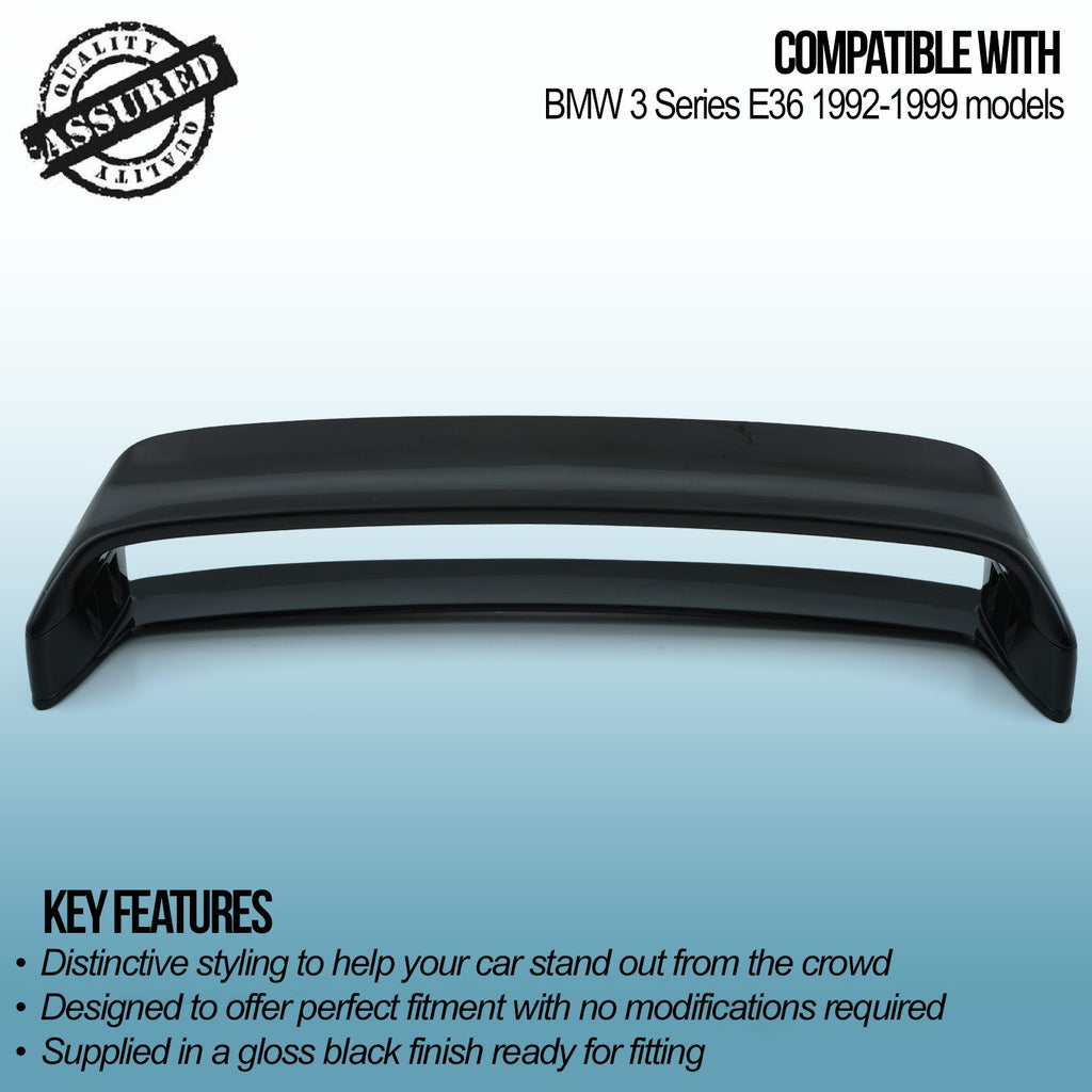 Alettone Posteriore Nero Lucido BMW Serie 3 E36 92-99 - foto 3