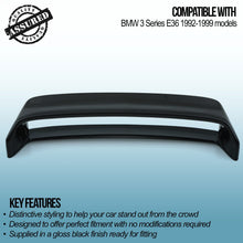 Alettone Posteriore Nero Lucido BMW Serie 3 E36 92-99 - foto 3