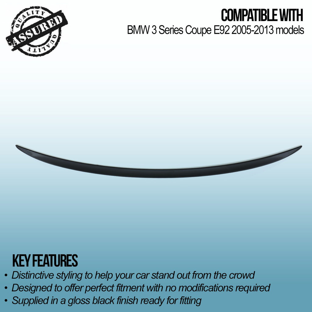 Spoiler Posteriore Stile M3 Nero Lucido BMW Serie 3 E92 Coupé 05-13 - foto 3