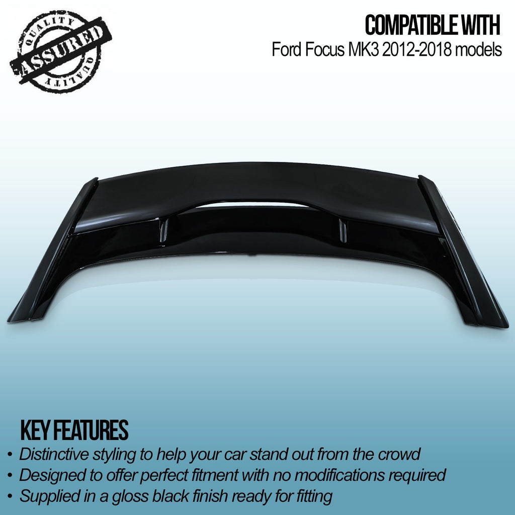Spoiler Posteriore Stile RS Nero Lucido Ford Focus MK3 12-18 - foto 3