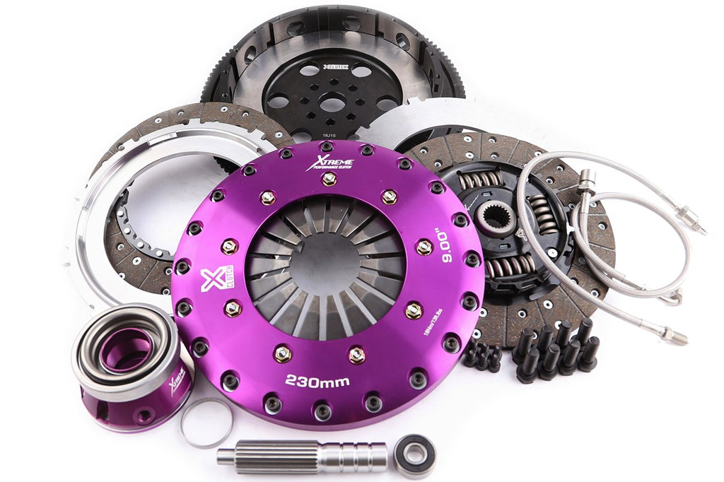 Kit frizione + volano Xtreme Performance Ø 230 mm mozzo a molle organico bidisco con reggispinta idraulico CSC - coppia 1000 Nm - Subaru Impreza GC8 GF8 GDA GGA GDB GDF GRB GRF GVF 1996-2013 / Subaru WRX 2014