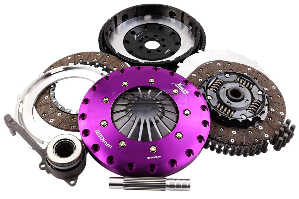 Kit frizione + volano Xtreme Performance Ø 230 mm mozzo a molle organico bidisco con reggispinta idraulico CSC - coppia 1000 Nm (8 bulloni) - Audi A3 MK2 8P MK3 8V MK4 8Y 2004-2020 / Audi Q3 2015-2018 / Audi TT MK2 8J MK3 8S 2008-2014 / Seat Altea MK1 5P