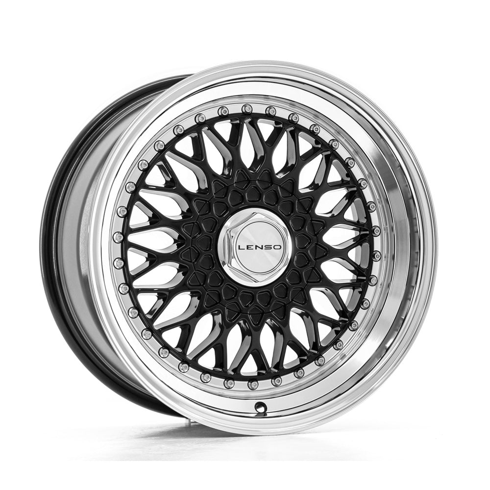 Cerchio in Lega LENSO BSX 17x8,5 ET25-30 con foratura su misura Gloss Black & Polished
