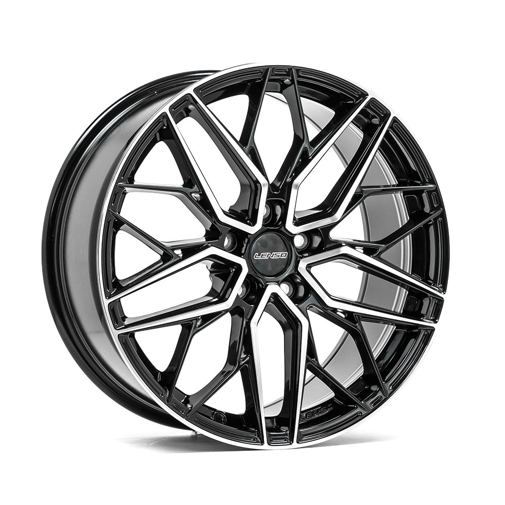 Cerchio in Lega LENSO VENTUS 18x8,5 ET40 5H con foratura su misura Gloss Black & Polished