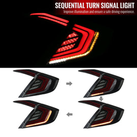 Fanali Posteriori LED SK-Import Neri Lente Fumé Honda Civic FK FC Sequenziali - foto 2