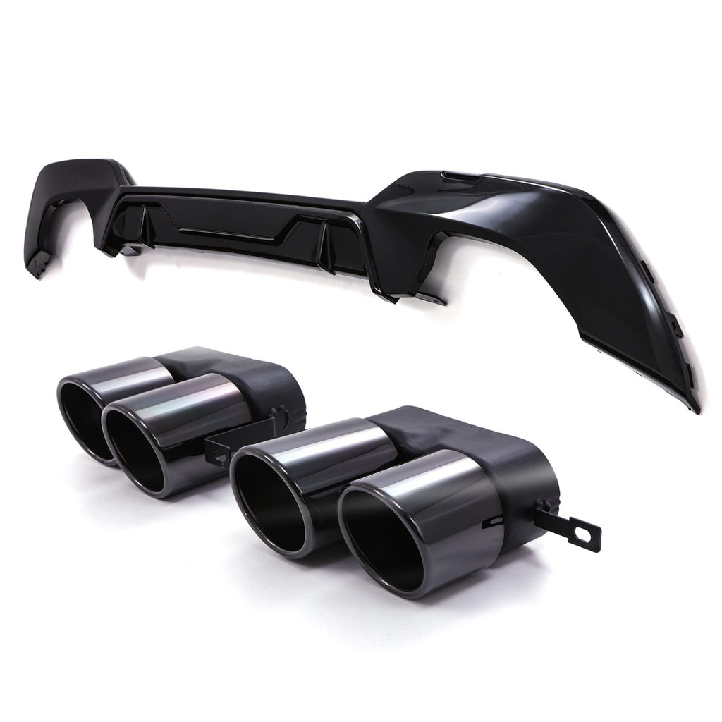 Diffusore Posteriore Quad con Terminali Nero Lucido BMW Serie 3 G20 G21 2019-2021