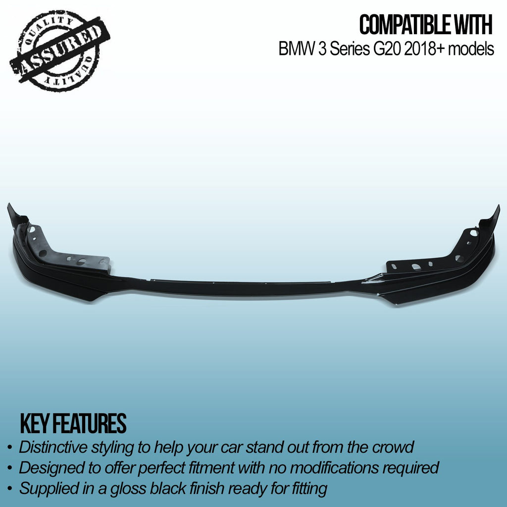 Splitter Anteriore Nero Lucido BMW Serie 3 G20 2019-2022 - foto 3