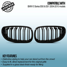 Calandra a Reni a Doppia Barra Nera Lucida BMW Serie 5 E60 E61 04-10 - foto 3
