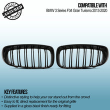 Calandra a Reni a Doppia Lamella Nera Lucida BMW Serie 3 Gran Turismo F34 13-20 - foto 3
