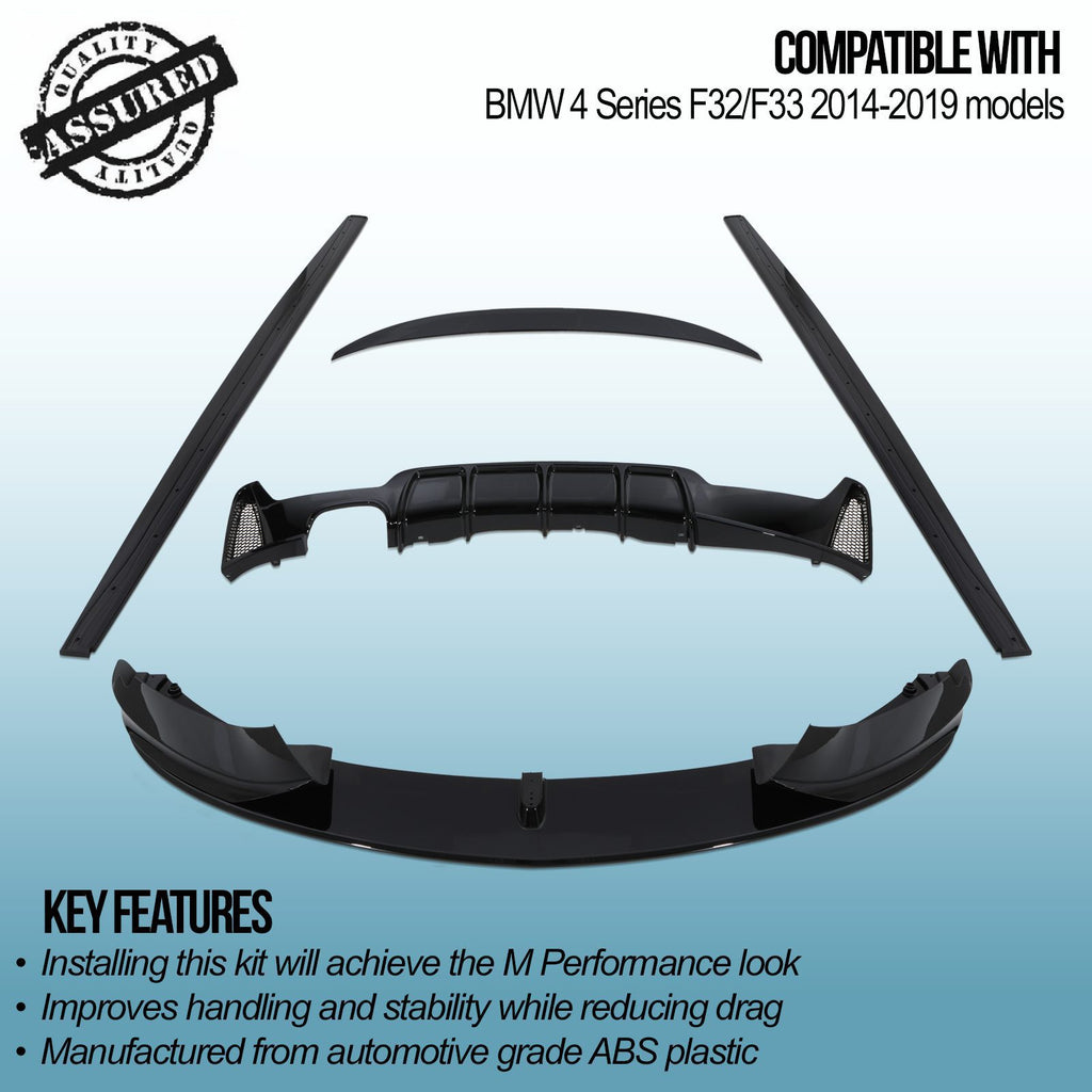 Body Kit Stile M Performance Doppio Scarico Nero Lucido BMW 4 Series F32 F33 14-19 - foto 3