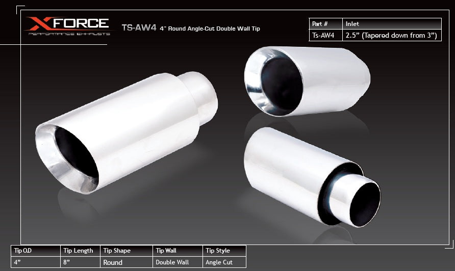 Terminali di scarico XFORCE 2.5 uscita 4 taglio obliquo acciaio inox 304 - TS-AW4-63