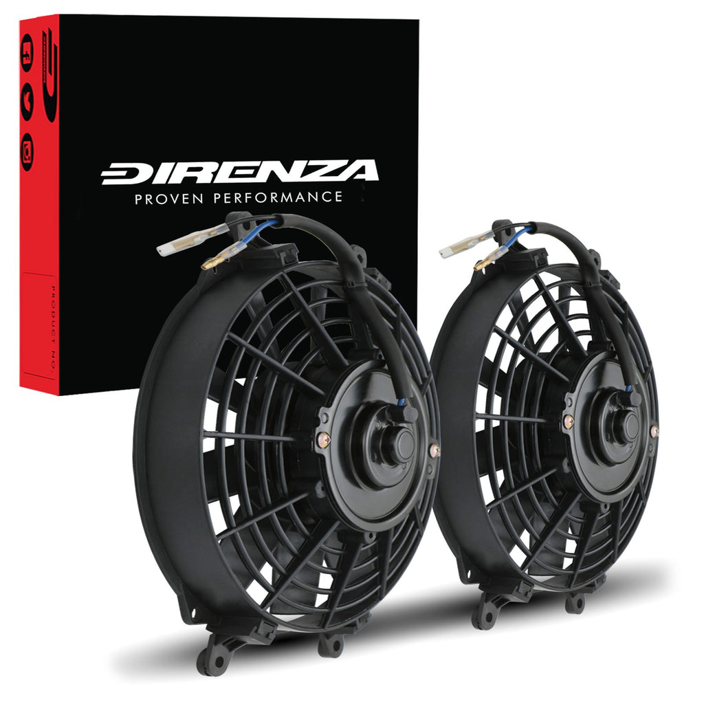 Coppia di Ventole 9" a Pale Diritte 12V 80W Universali con Accessori di Montaggio