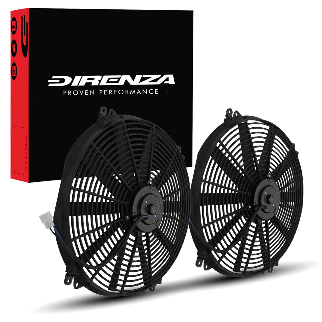 Coppia di Ventole 16" a Pale Diritte 12V 80W Universali con Accessori di Montaggio