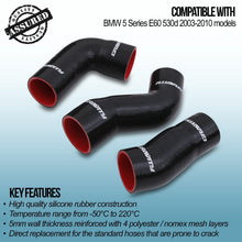 Kit Tubi di Aspirazione in Silicone BMW Serie 5 E60 530d 3.0 Turbodiesel 03-10 - foto 3