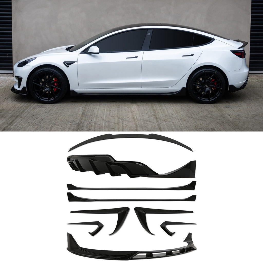 Body Kit Aerodinamico Nero Lucido Tesla Model 3 2019+