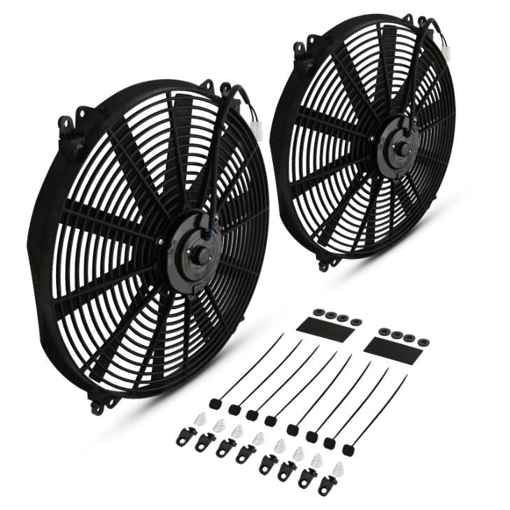 Coppia di Ventole 16" a Pale Diritte 12V 80W Universali