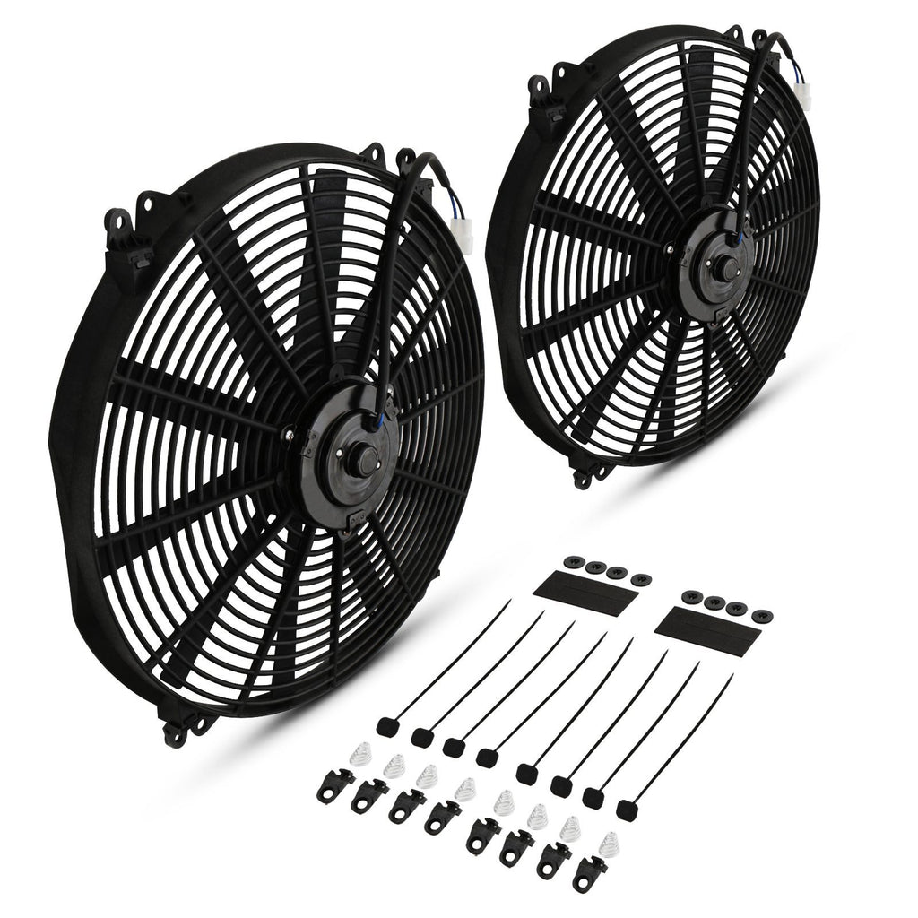 Coppia di Ventole 16" a Pale Diritte 12V 80W Universali