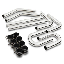 Kit Tubi Rigidi in Alluminio Lucido 3" per Intercooler Universale - Silicone Nero