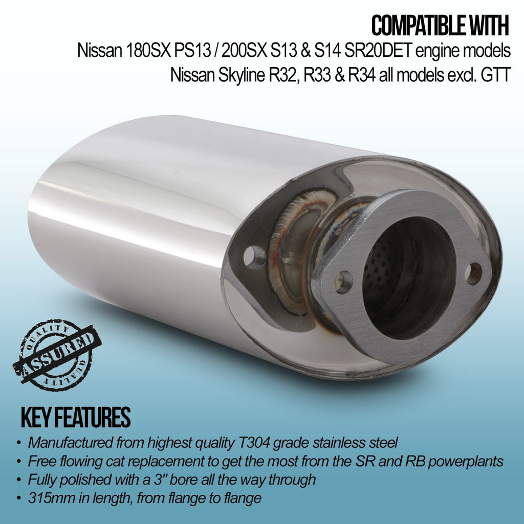 Tubo Decat Silenziato 3" Nissan 200SX S14 SR20DET 93-00