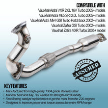 Downpipe Precat e Decat 2.5" Opel Astra G / H MK4 MK5 / Zafira A / B GSI SRI VXR 2.0T 16V 02-10
