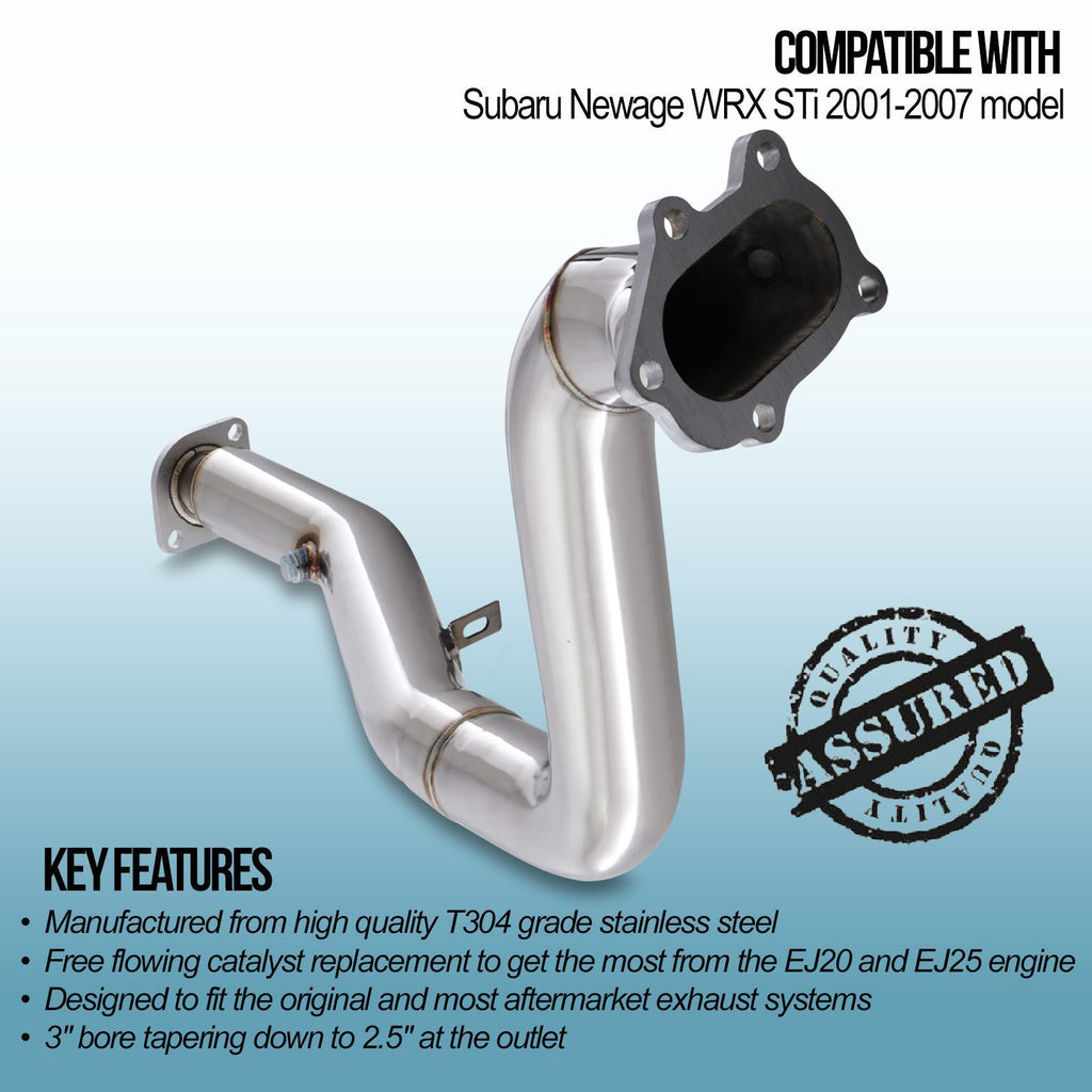 Downpipe Decat 3" con Uscita 2.5" Subaru Impreza GDA WRX STI 01-07