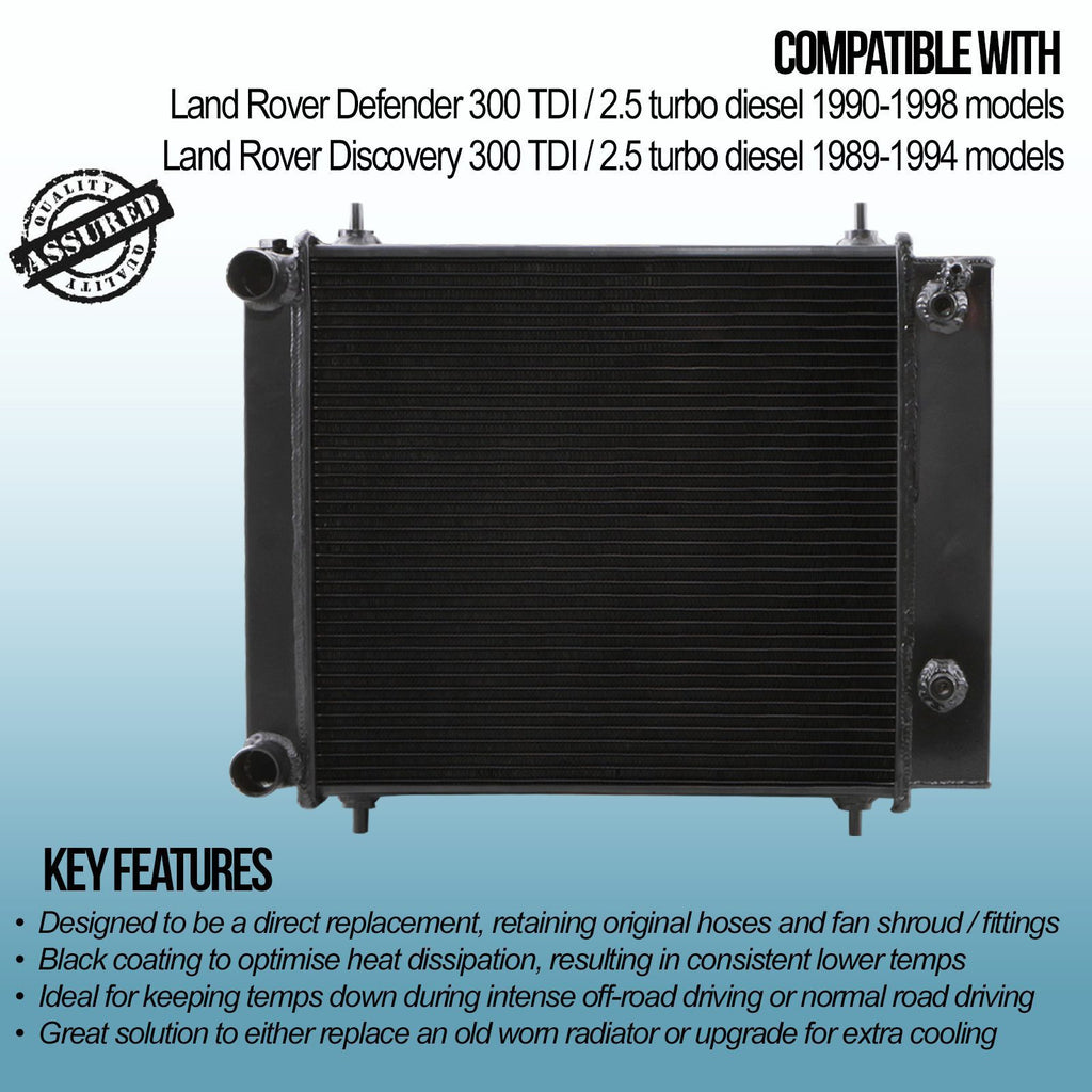 Radiatore Maggiorato 60mm Nero Land Rover Discovery Defender 300 TDI 94-98 - foto 3