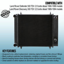 Radiatore Maggiorato 60mm Nero Land Rover Discovery Defender 300 TDI 94-98 - foto 3