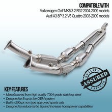 Downpipe Catalizzato Sportivo 200 Celle 2.5" VW Golf MK5 R32 3.2 05-09 - foto 3
