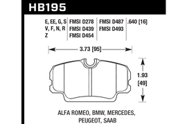 Pasticche Hawk HT-10 anteriori, 84-93 BMW E30 (318/323/325) / 96-04 Land Rover Discovery posteriori